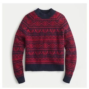 J.Crew Navy and Red Fair Isle Sweater